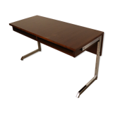 Vintage teak and chrome metal desk circa 1970