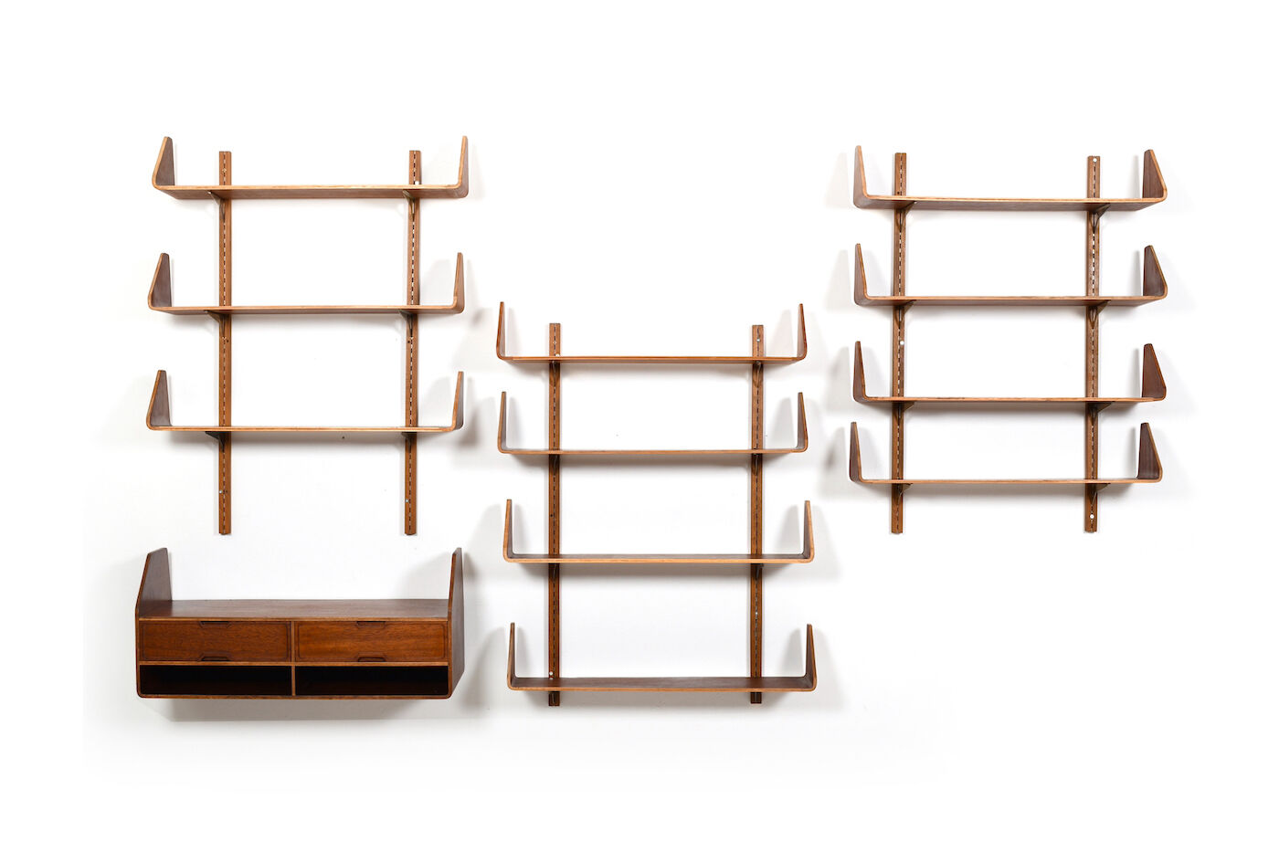 Fine danish teak wing shelf system 1950s