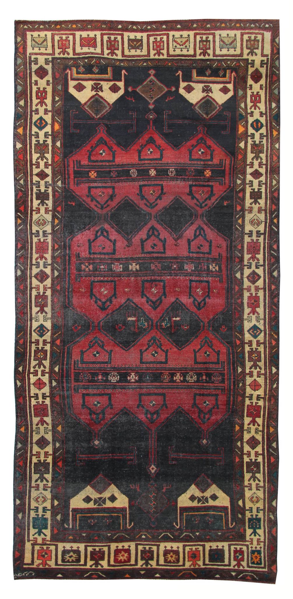 Traditional tribal wool runner rug long handwoven oriental carpet 155x320cm
