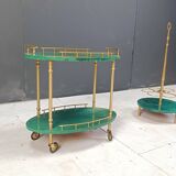 Italian Lacquered Goatskin Swan Bar Cart and wine bottle stand by Aldo Tura