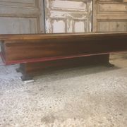 Coffee table with storage for bottles and glasses in oak.
