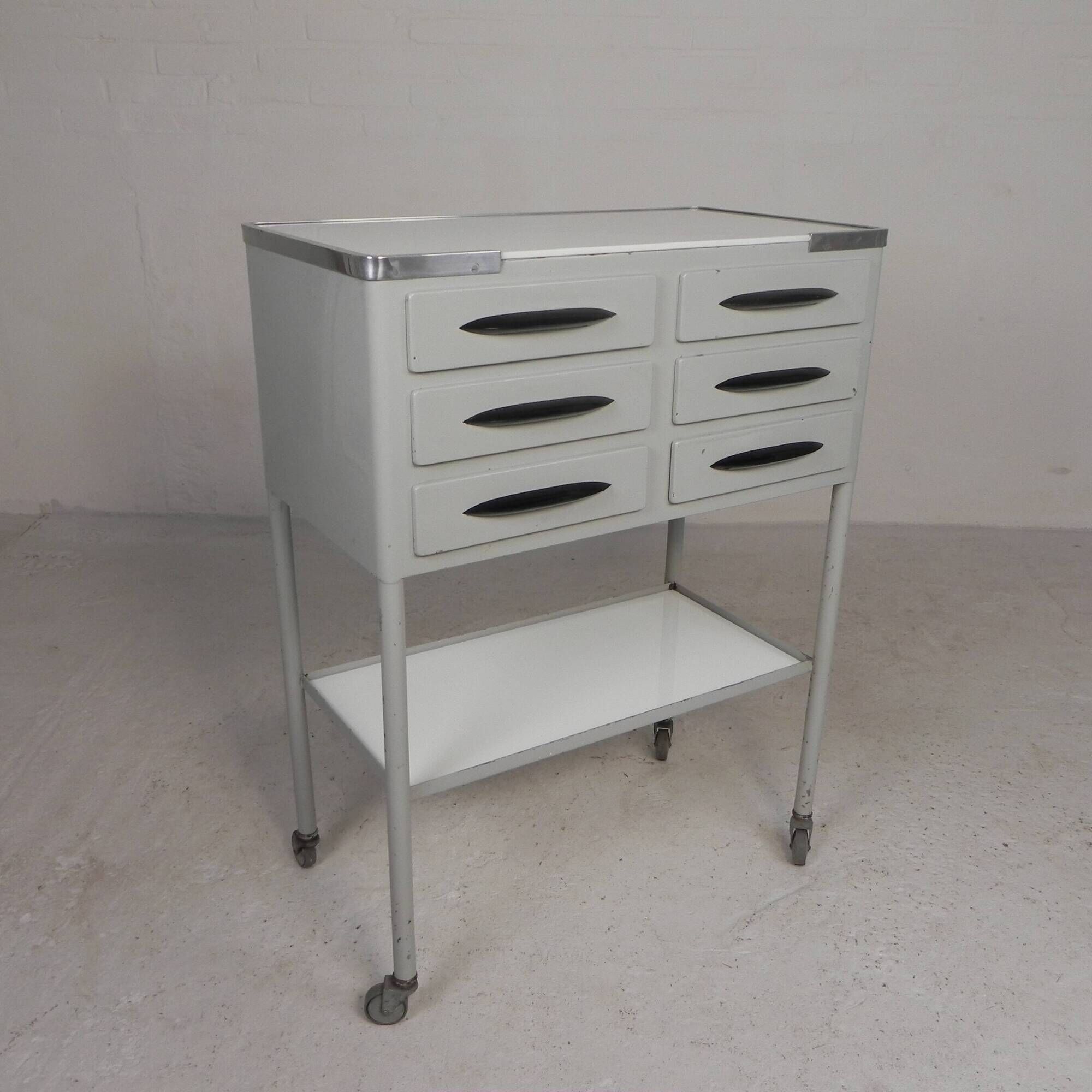 Cabinet dentaire en acier, unité à 6 tiroirs, années 1950