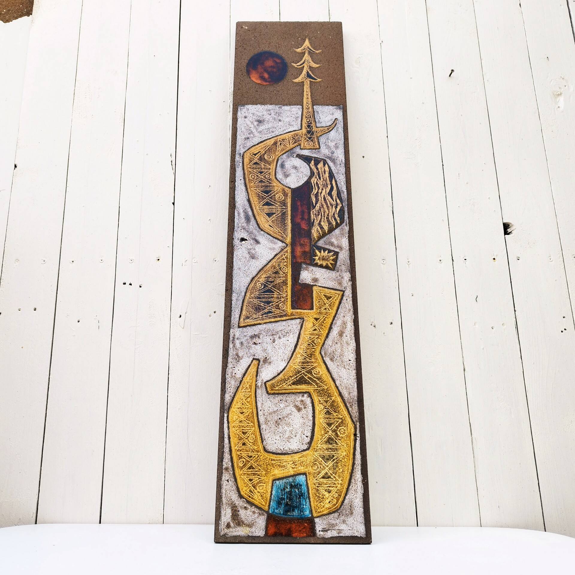 Enamelled ceramic plate abstract decoration Jean Jaffeux