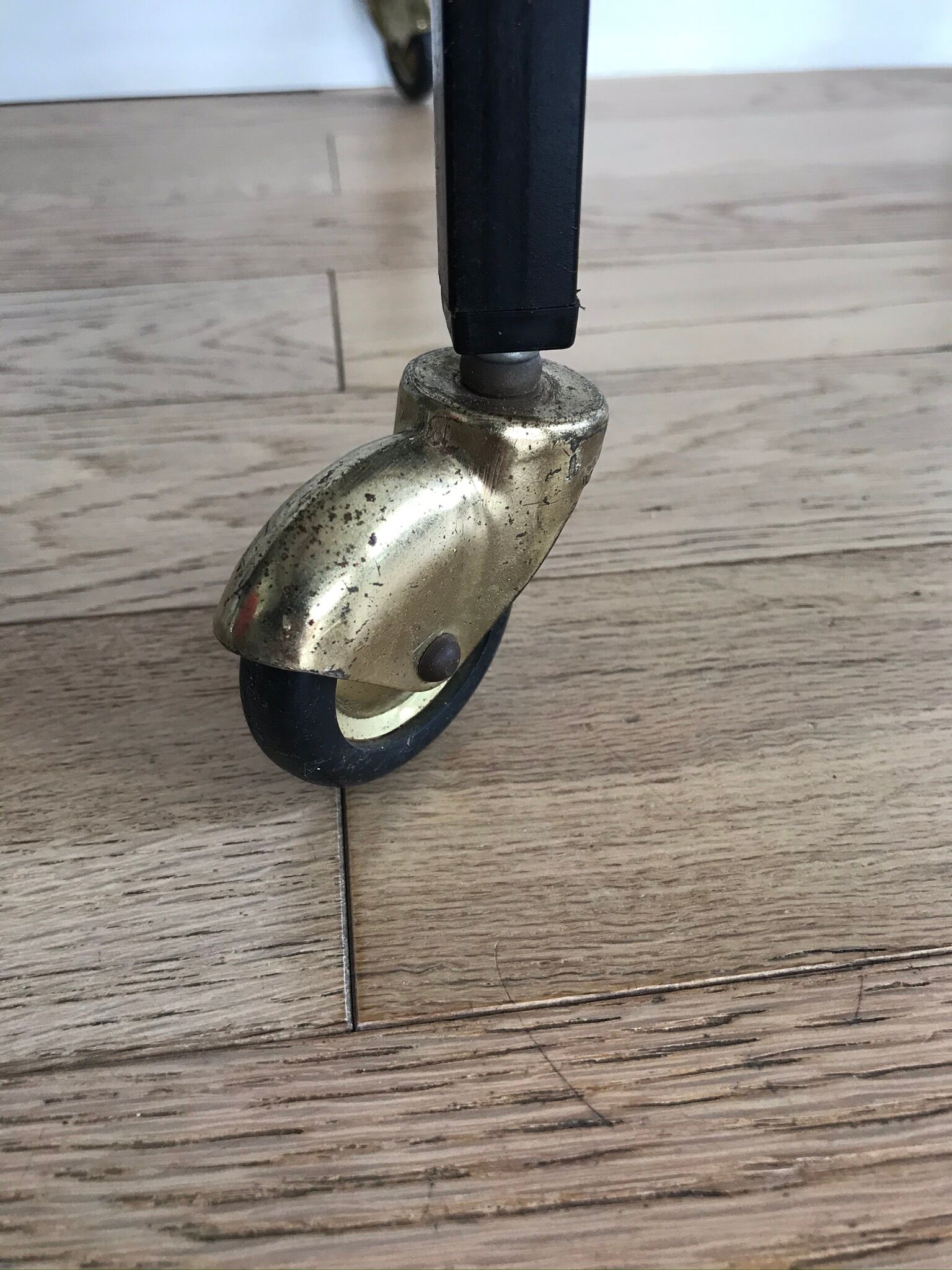 Vintage vinyl coffee table on wheels 1960