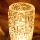 Chic retro table lamp in bronze, spindle glass Lumel, upcycled vintage