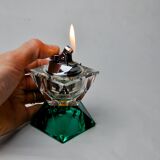 Briquet facetté par Seguso, verre de murano vert et transparent, italie, 1970