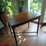 Antique solid walnut table with turned legs, france, late 19th century