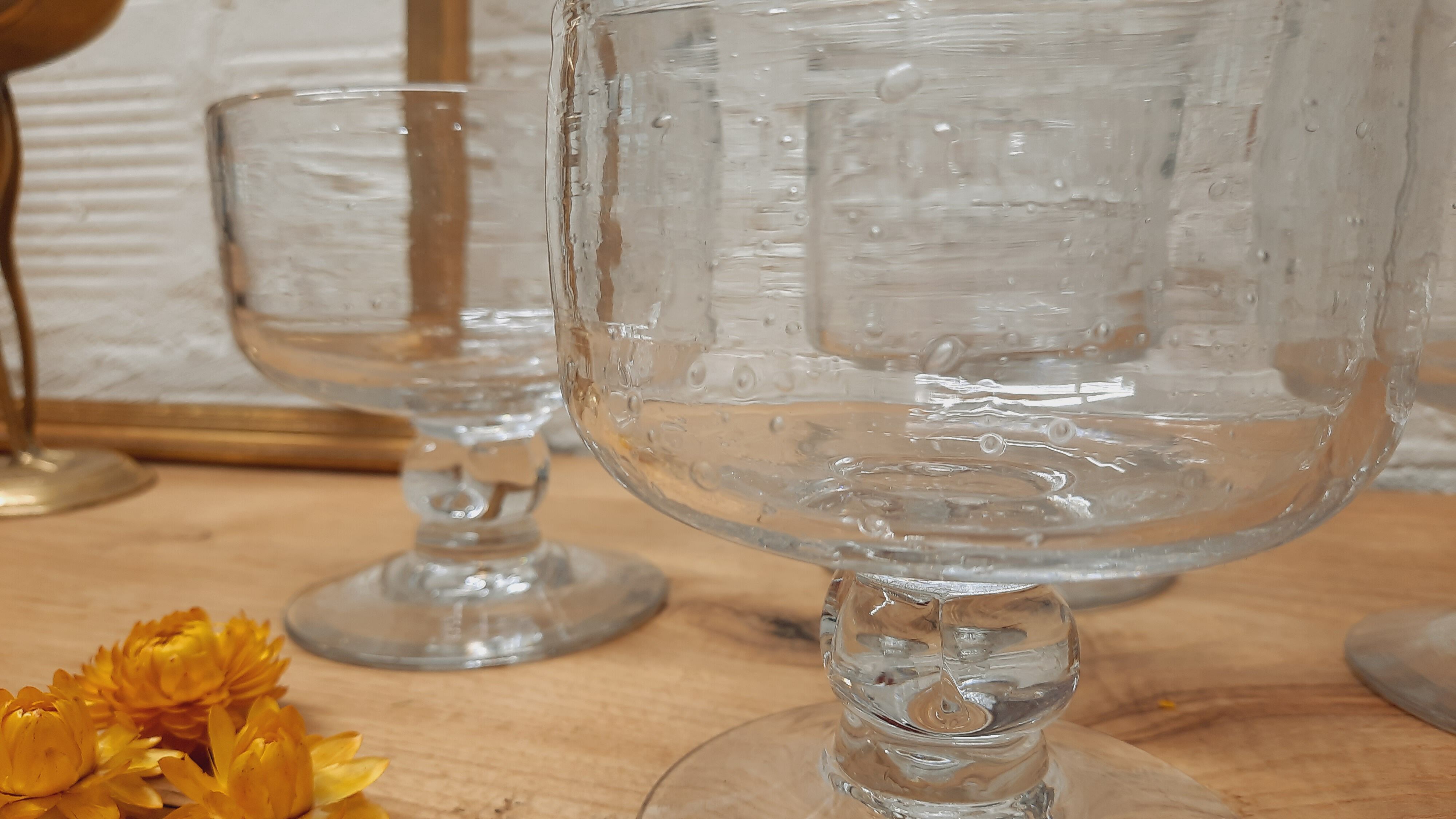 Set 4 coupes  verre bullé