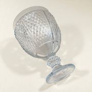 Large fruit bowl on foot in glass with diamond points, vintage 1970s