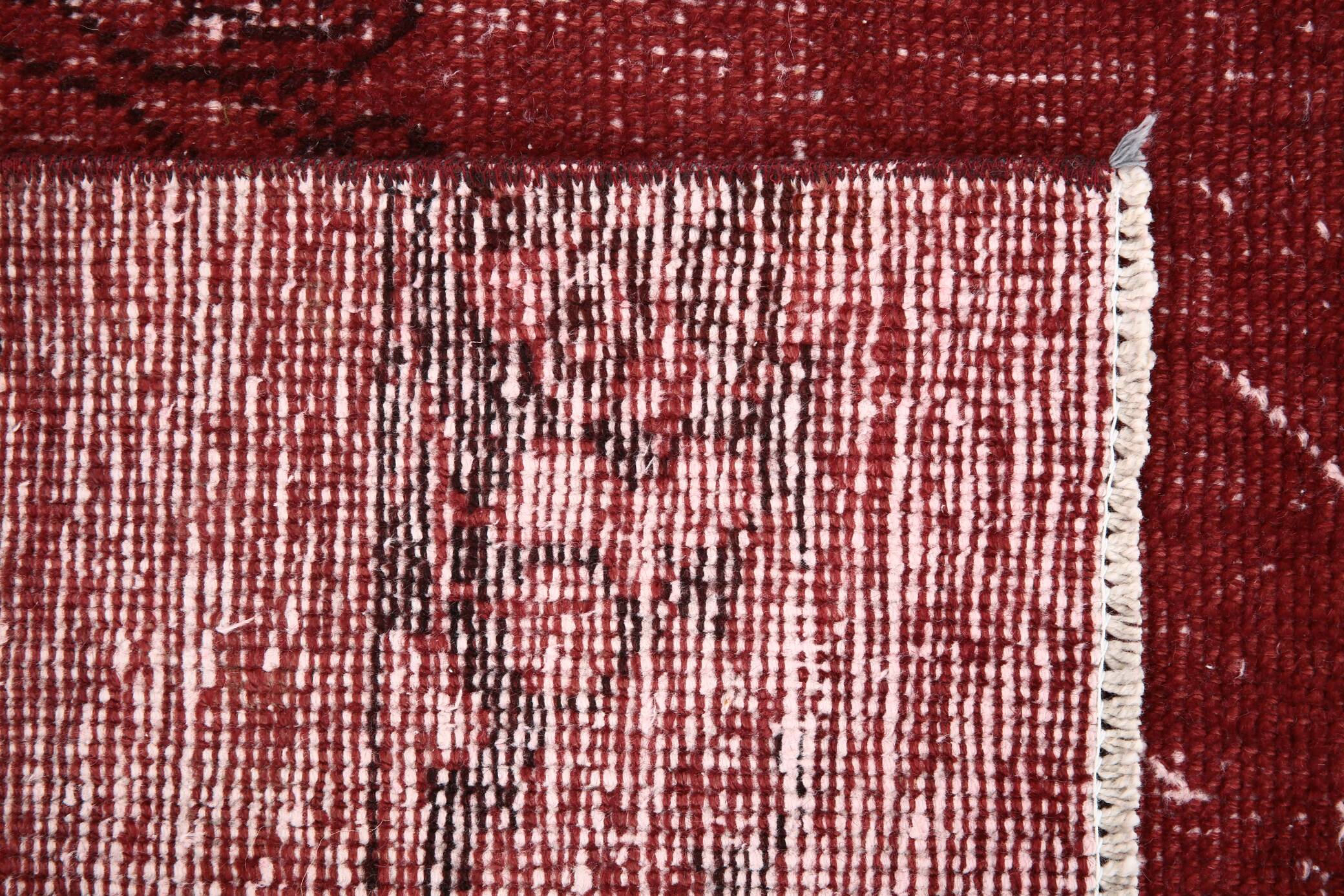 3x11 Shade Of Wine Red Handmade Turkish Vintage Runner Rug