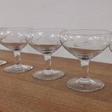 Set of 7 vintage engraved champagne glasses