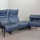 Vico Magistretti Canapé 3 places flexible Cassina en cuir bleu « Veranda », Italie