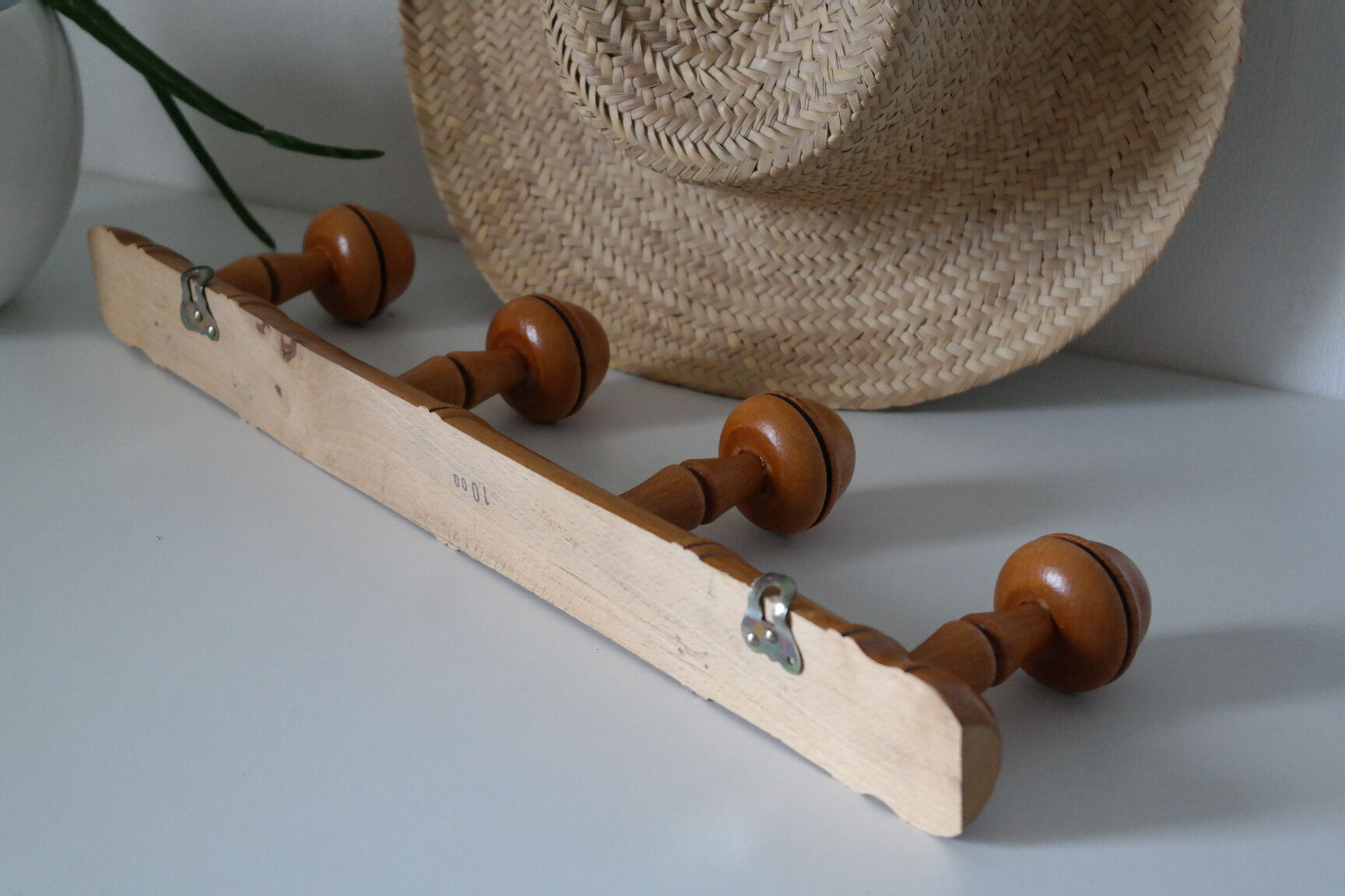 Vintage bamboo style wooden coat rack