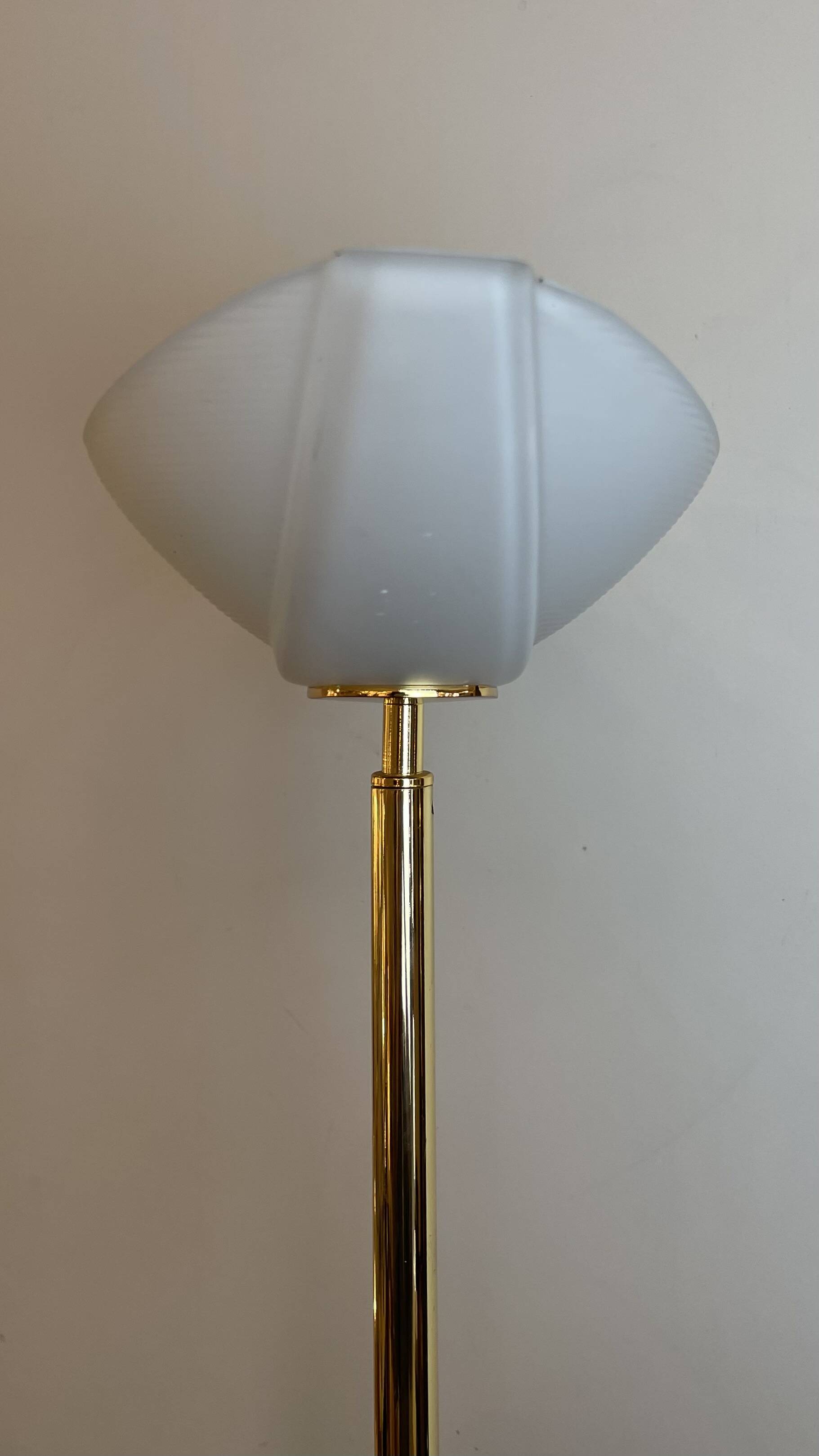 Brass & Opaline Floor Lamp by Milan, Spain, 1980s