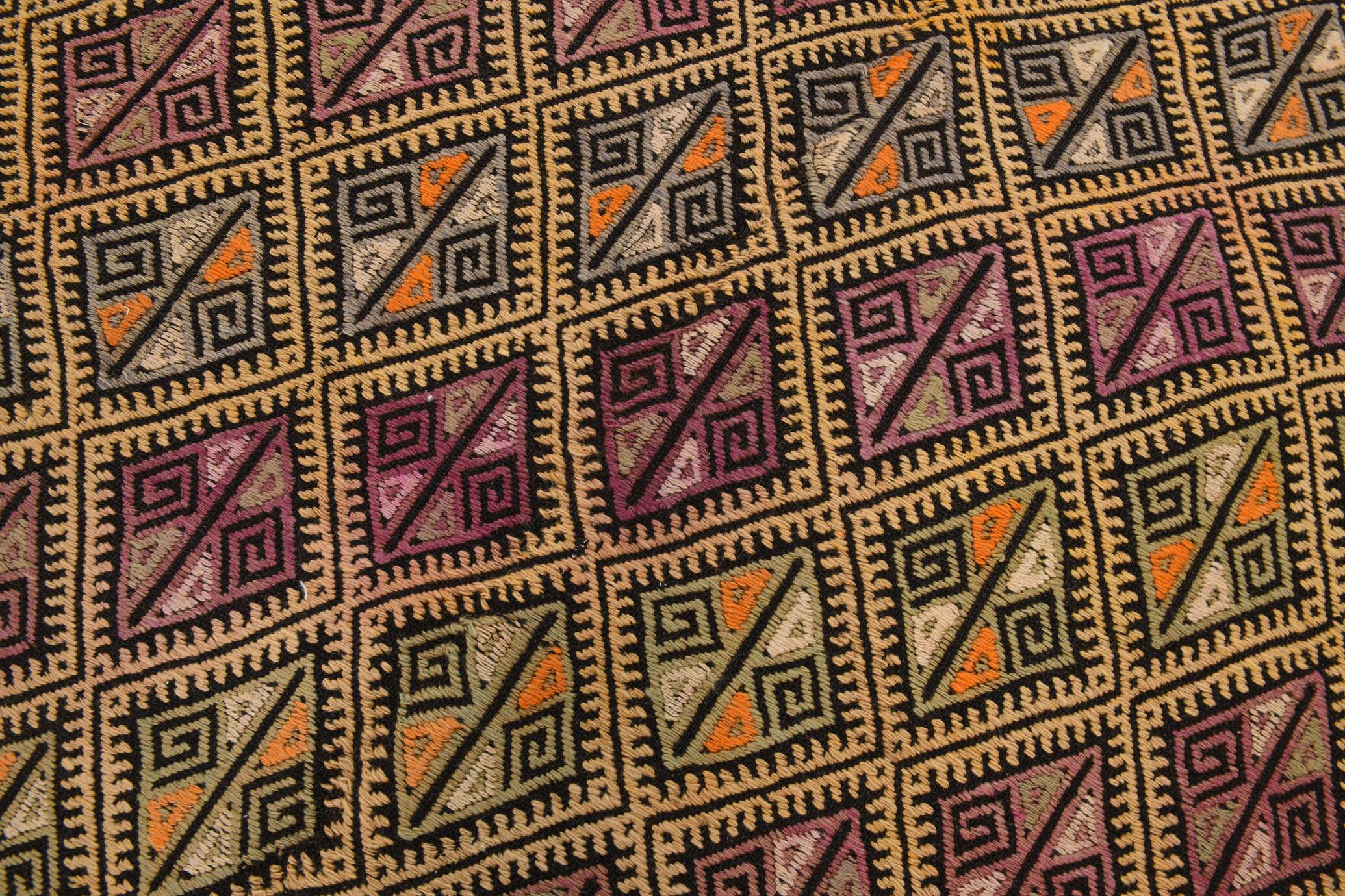 Yellow & Green Tribal Turkish Kilim Rug, 158x236Cm