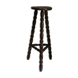 High tripod stool in turned wood