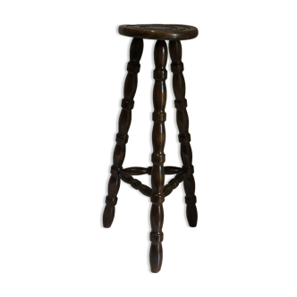 High tripod stool in turned wood