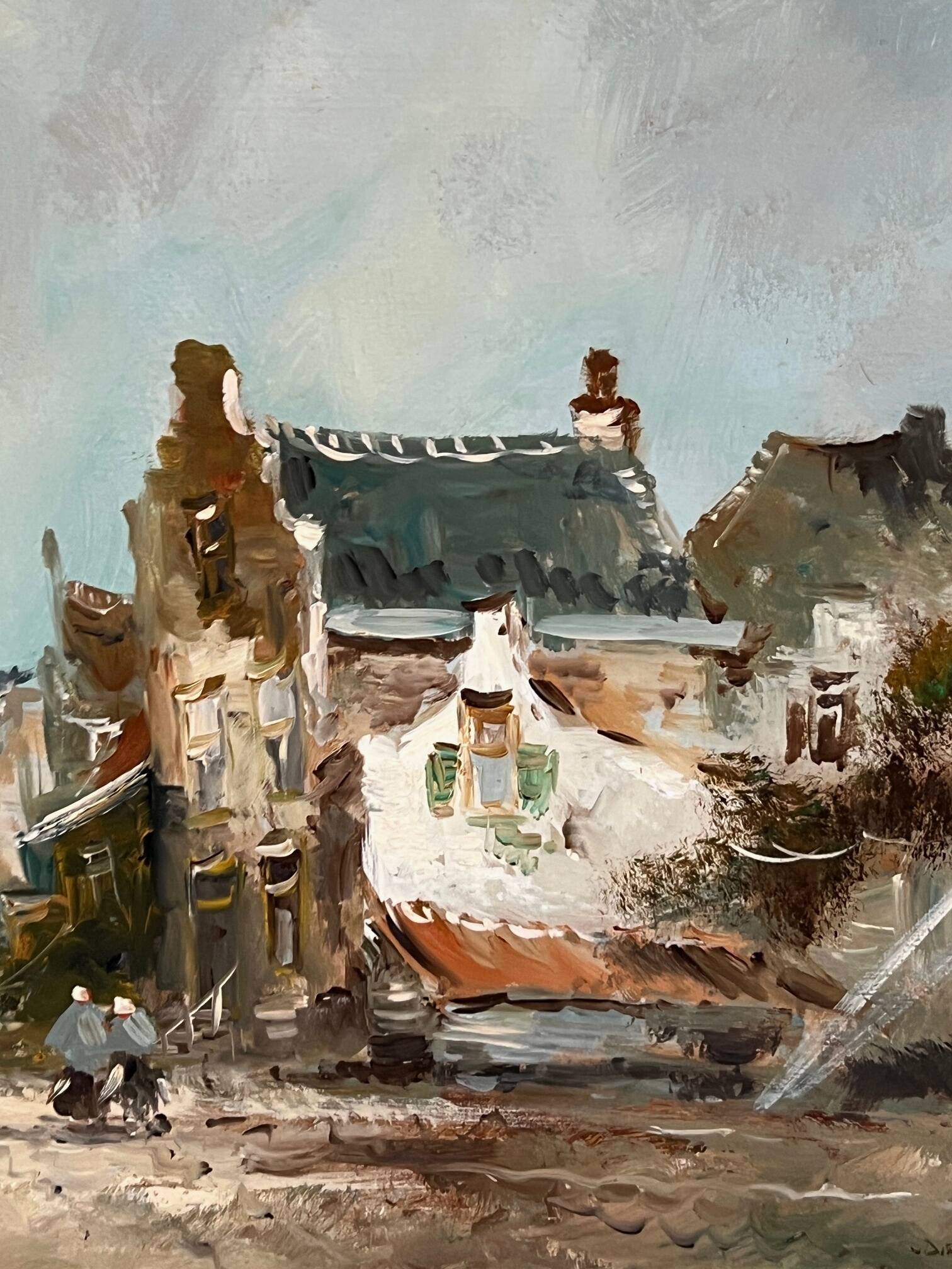P. van Dinteren "Old Town". Oil on wood panel.