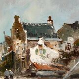 P. van Dinteren "Old Town". Oil on wood panel.