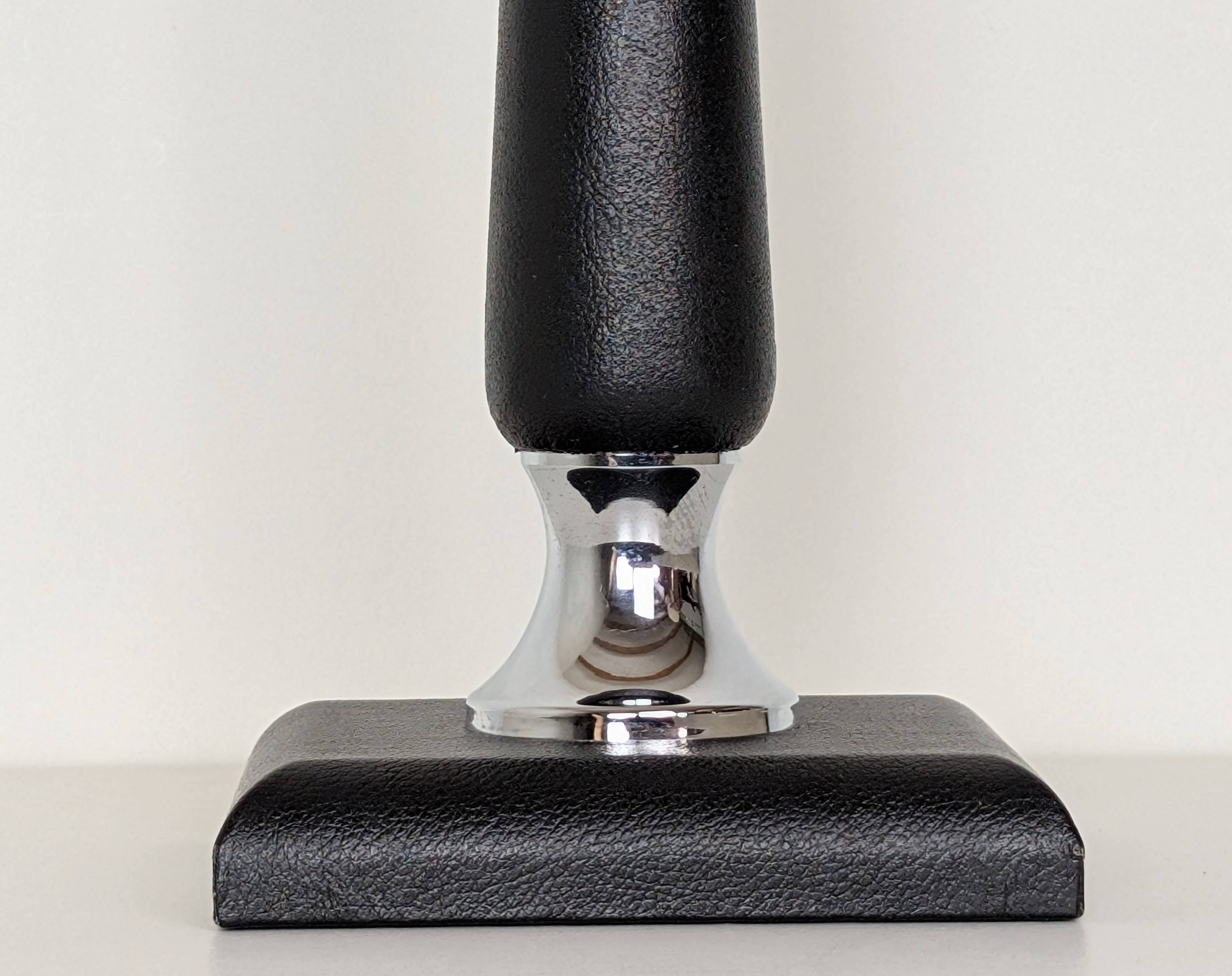 Leather and chrome lamp base