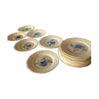 Assiette plats roses bleus