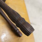 Low brutalist solid wood stool 1950