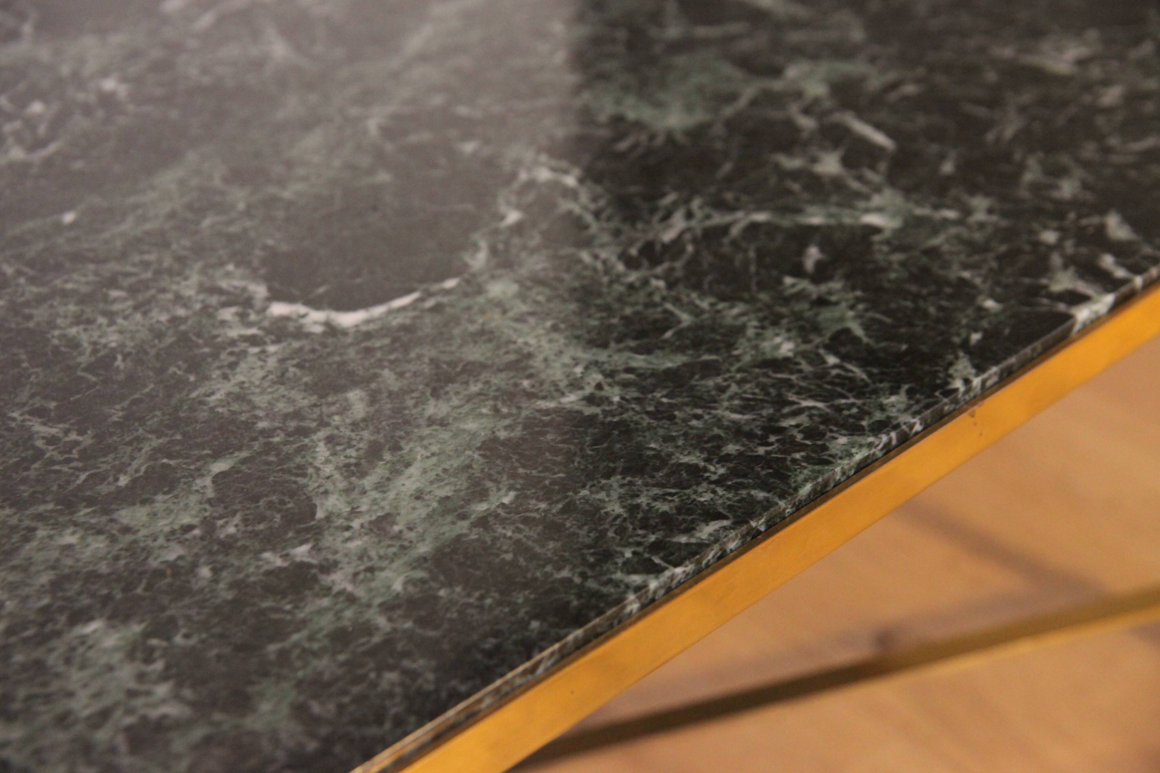 Sea green marble and brass coffee table