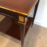 Two-level table in mahogany and brass