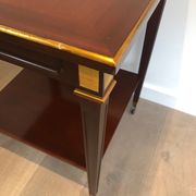 Two-level table in mahogany and brass