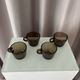 Set of 4 Vintage Smoked Glass Coffee CSeups by ŠEDA – Czechoslovakia, 1970s