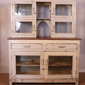 Merchant's counter in Burmese teak with original white patina