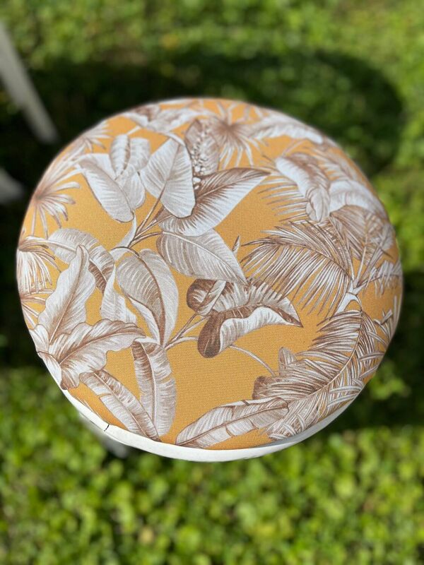 Salon de jardin en rotin / bambou blanc Vintage avec 2 chaises et un tabouret