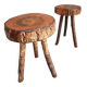 Vintage wooden tripod stools, set of 2, France 1960s