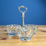 Ancien Saleron en Cristal et en Metal argenté condiments sel poivre