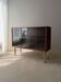 Walnut display cabinet from the 60s with smoked glass