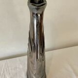 Vase vintage en faïence laquée argenté et noir estampillé