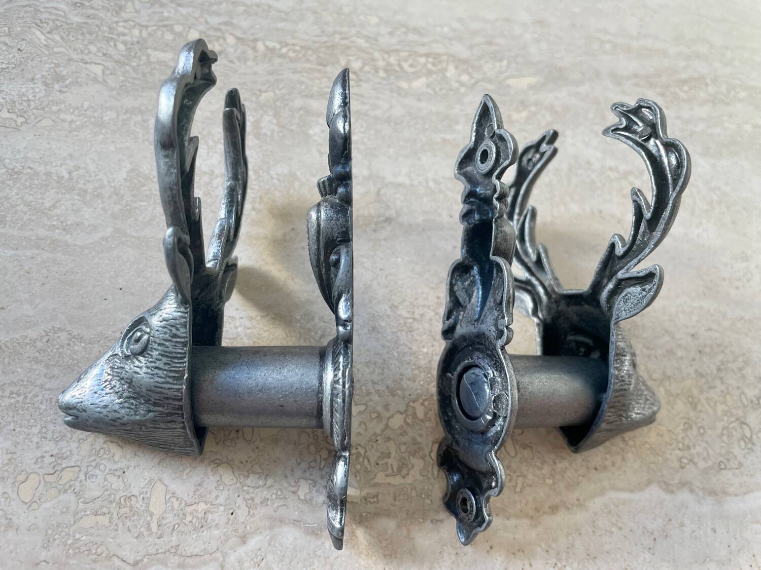 Pair of vintage deer head hooks