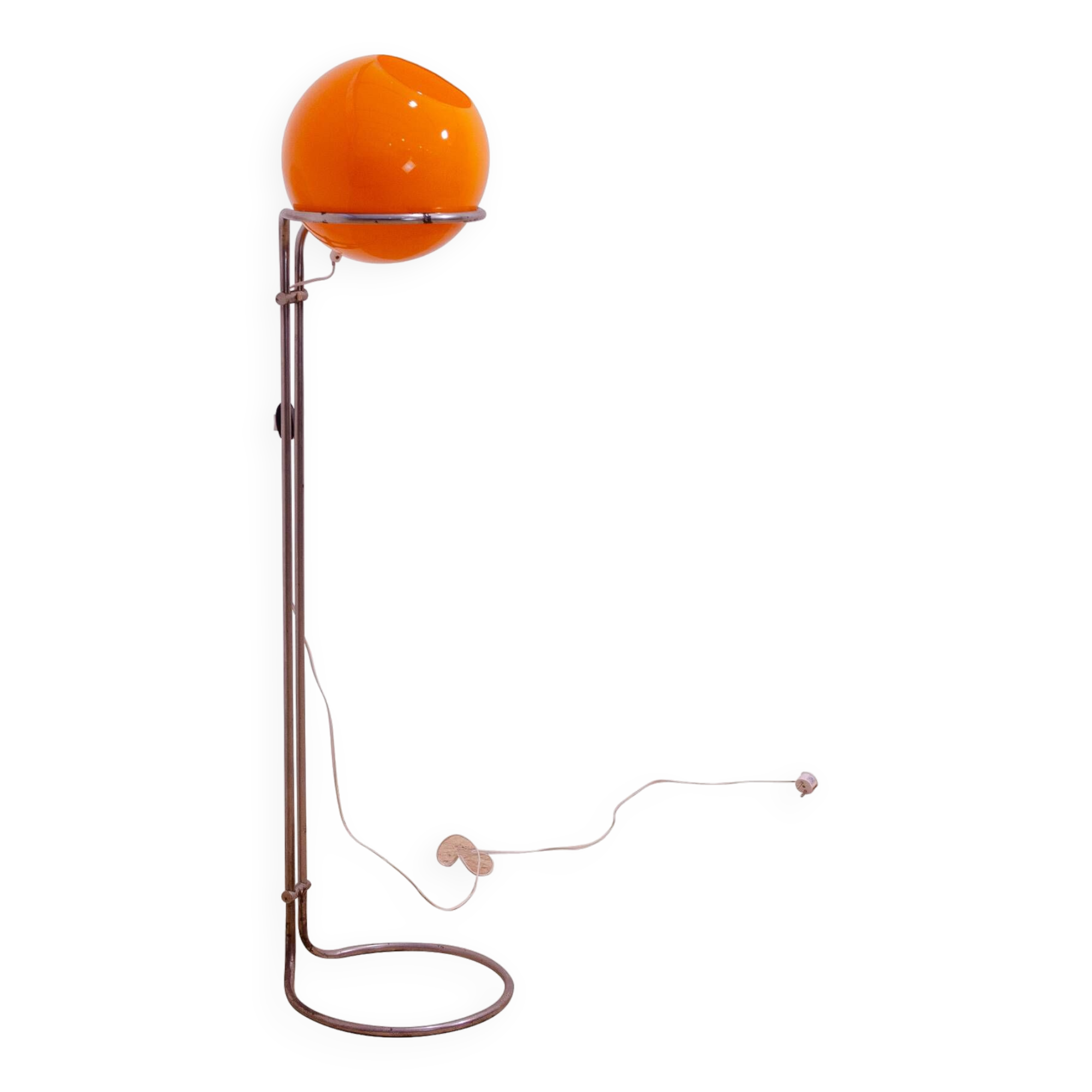 Atomic age Orange glass floor lamp by Tibor Hazi, Hungary, 1973