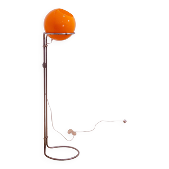 Atomic age Orange glass floor lamp by Tibor Hazi, Hungary, 1973