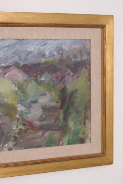 Original Swedish oil on panel – “Path” by Steneld – vintage & framed – 60 × 50 cm (23.6" × 19.7")