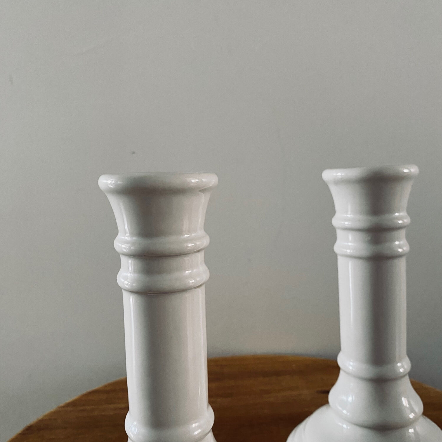 White candle holders