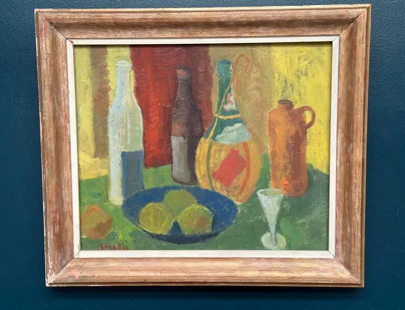 Original Swedish Oil on Panel – “Nature Morte” by Svän Grandin – Signed – Vintage & Framed