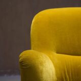 Vintage yellow velvet armchair, France 1960s