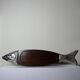 Large vintage 1960s wooden and silver-plated metal salmon serving tray