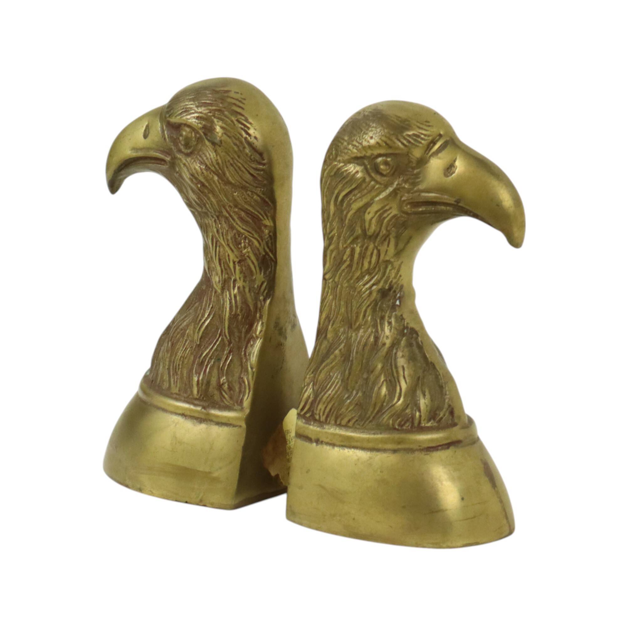 Pair of Vintage Brass Bird of Prey Eagle Bookends