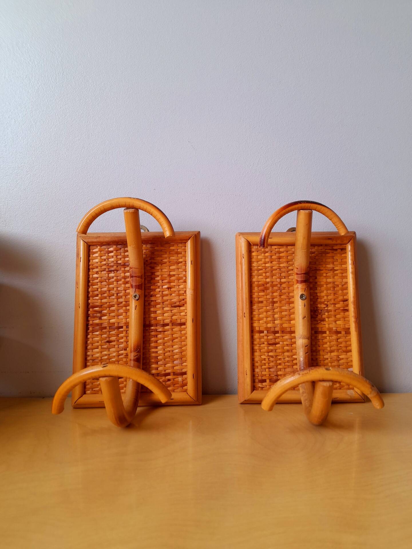 1960s rattan wall hooks