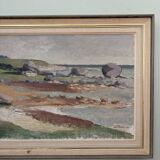 1962 Mid-Century Modern "Rockpools" Swedish Landscape Oil Painting, Framed
