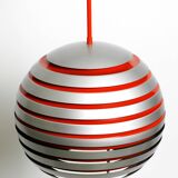 1960s spherical Space Age ceiling lamp with slats made of heavy metal