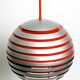 1960s spherical Space Age ceiling lamp with slats made of heavy metal