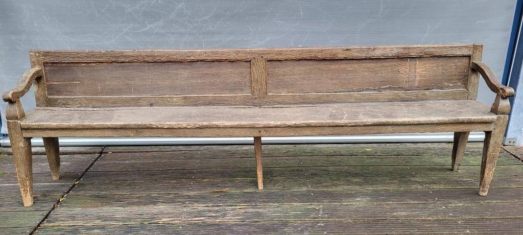 19th-century church pew, 245 cm long